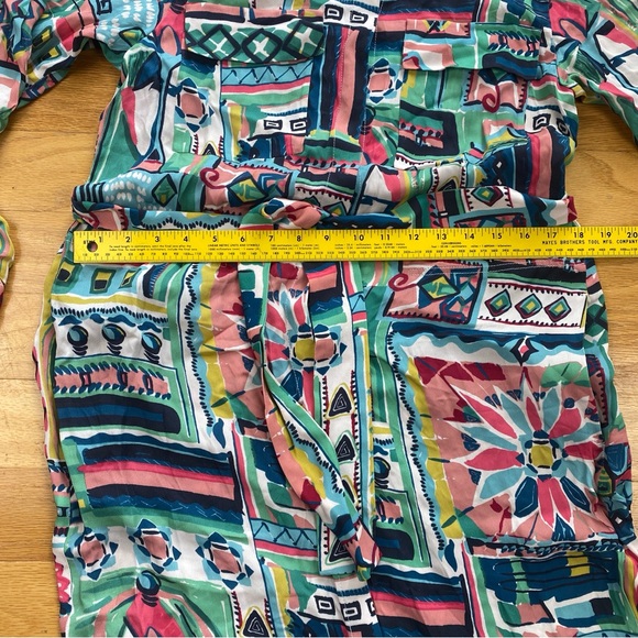 Lafayette 148 New York Doha Palazzo Patchwork Print Maxi Shirtdress- Small - Picture 6 of 9